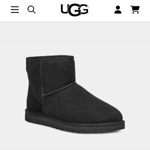 New with box Ugg size 12 classic mini boots in black. Never worn.